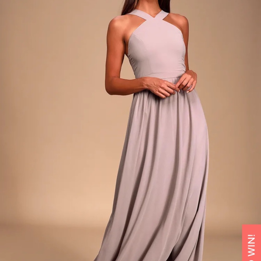 Lulus air of romance taupe maxi dress